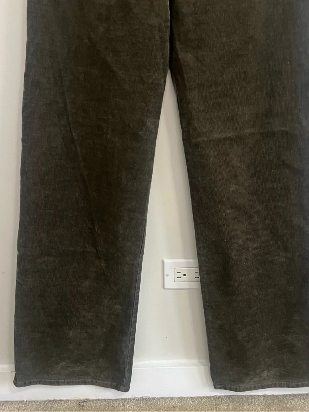 NWT Zara Dark Olive/Brown Corduroy Pants Career Careerwear Work Office Wide Leg - Picture 7 of 9